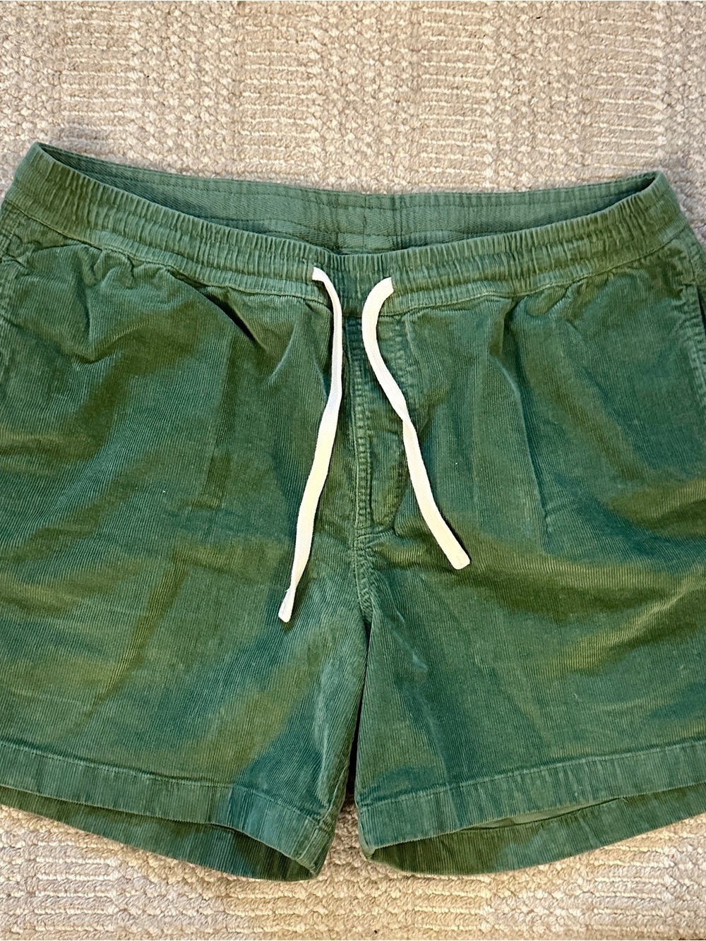 Men's Green Flat Front Shorts with Drawstring